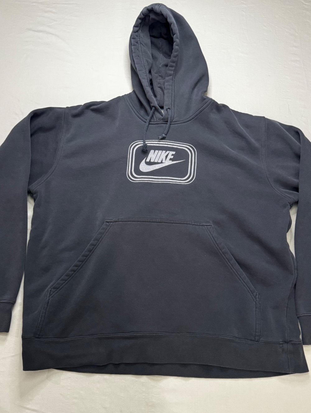 Nike Hoodie Mens L Black Retro TV Logo Pullover Y2K Streetwear